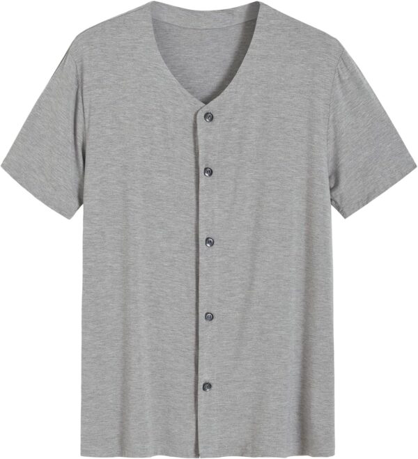 Men's Viscose Pajama Top Button Up Sleep Shirt