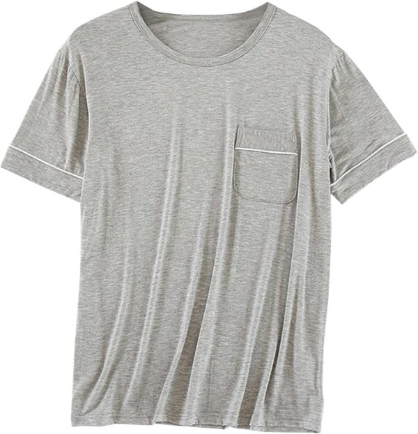 Mens  Sleep T-Shirt V-Neck Pajamas Casual Loose Fit Undershirts Base Layer Tops Short Sleeve Loungewear