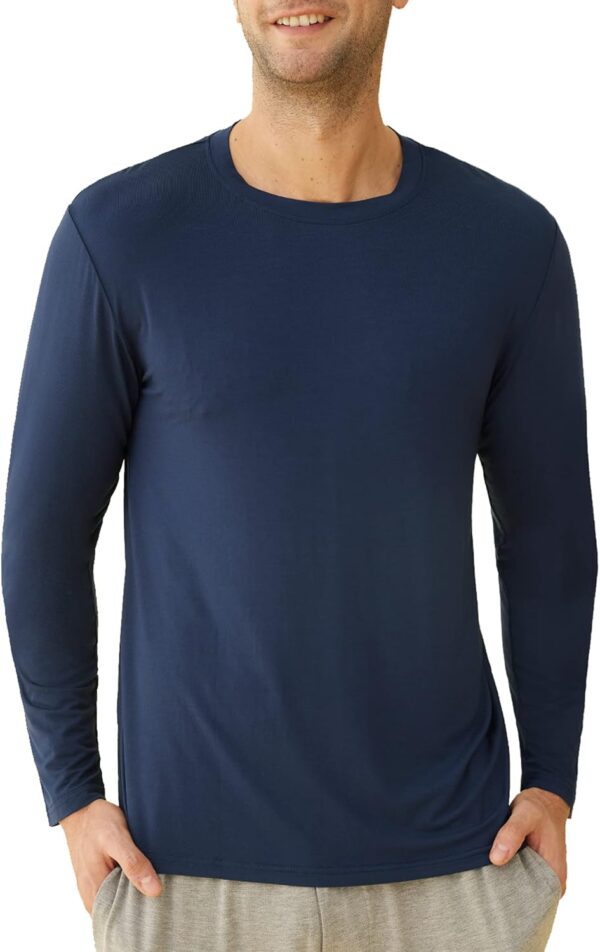 Men's Viscose Pajama Top Long Sleeves Sleep T-Shirt