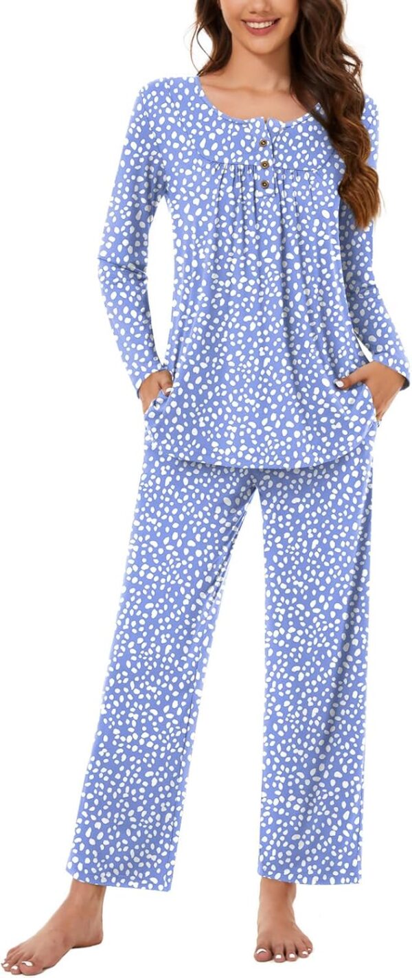 Women's Pajama Set, 2 Piece Lounge Outfits Sleepwear Fall Long Sleeve Long Pant With Pockets Ladies Pjs